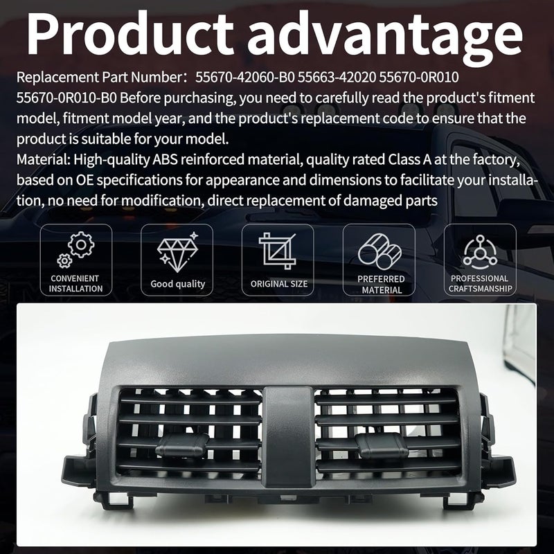runfider Center Dash A/C Outlet Air Vent Panel Cover for Toyota RAV4 2006 2007 2008 2009 2010 2011 2012 Replaces 55670-42060-B0 55663-42020 55670-0R010 55670-0R010-B0 - Image 2